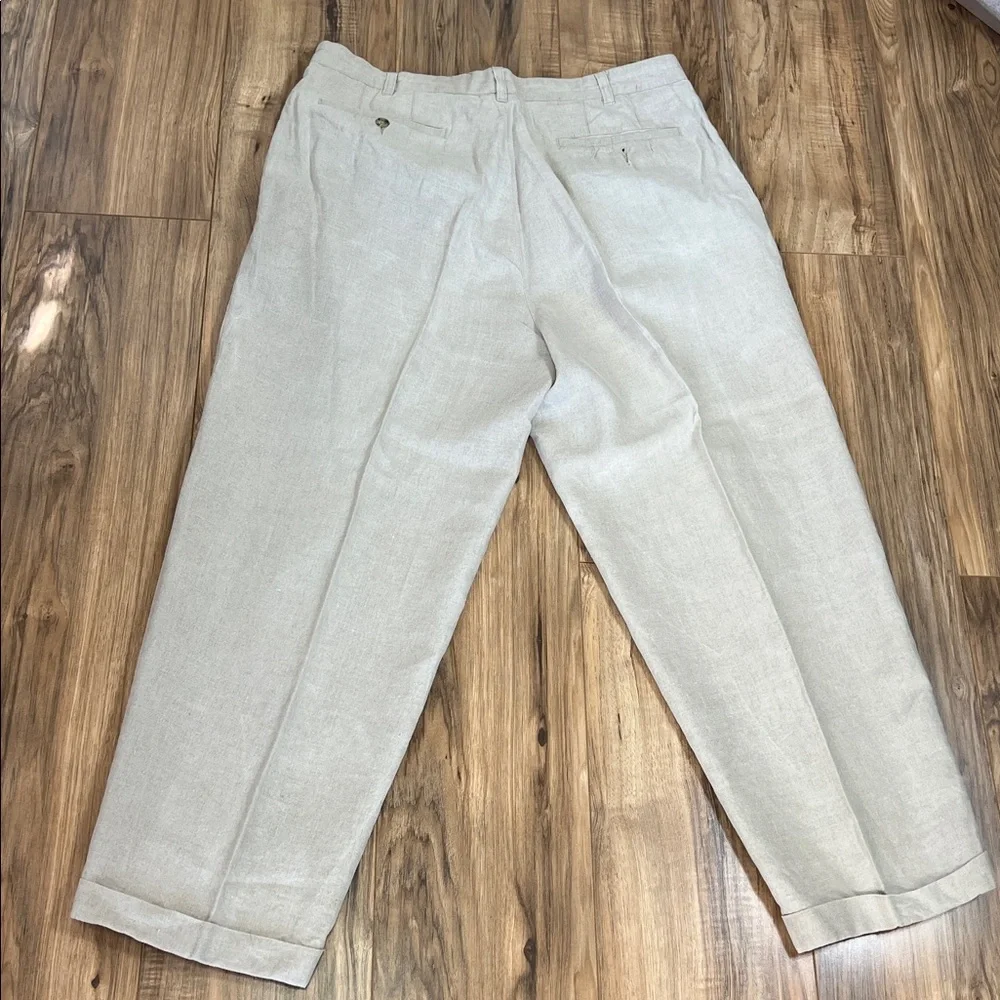 Vintage Banana Republic Linen Pleated Khaki Pants Sz 36/30